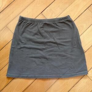 Dark Grey Elastic Waist Knit Mini Skirt